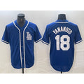 Los Angeles Dodgers #18 Yoshinobu Yamamoto Blue MWATKINS Cool Base Stitched Jersey