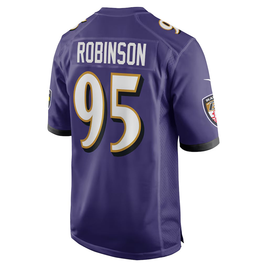 B.Ravens #95 Tavius Robinson Purple MWATKINS Team Game Jersey