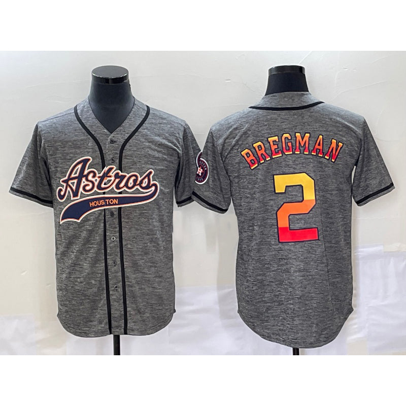 Houston Astros #2 Alex Bregman Grey MWATKINS Gridiron Cool Base Stitched Jersey
