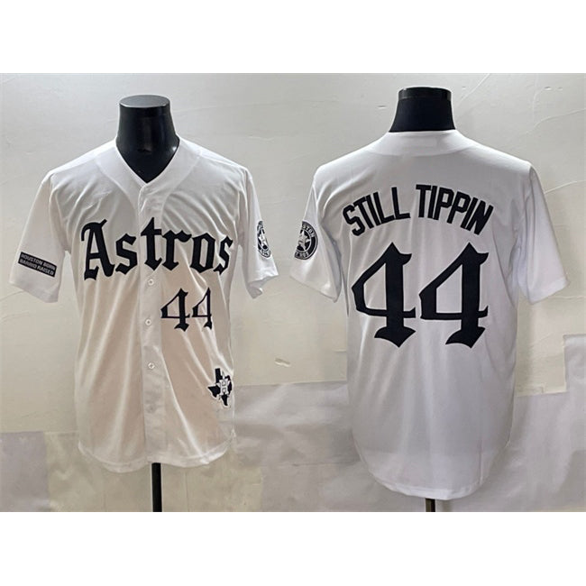 Houston Astros #44 Still Tippin White MWATKINS Gothic 'Houston Born Barrio Raised' Limited Stitched Jersey