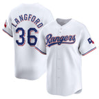 Texas Rangers #36 Wyatt Langford White MWATKINS Home Limited Player Jersey