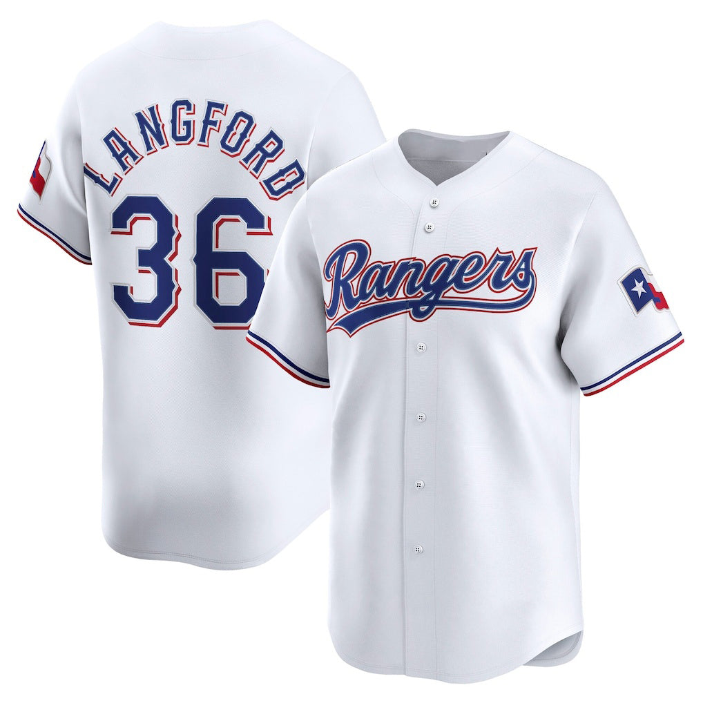 Texas Rangers #36 Wyatt Langford White MWATKINS Home Limited Player Jersey