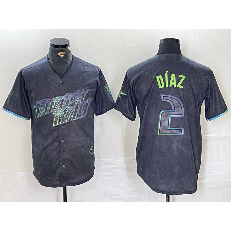 Tampa Bay Rays #2 Yandy Diaz Charcoal MWATKINS 2024 City Connect Limited Stitched Jersey