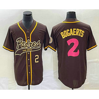 San Diego Padres #2 Xander Bogaerts Number Brown MWATKINS NEW 2023 City Connect Cool Base Stitched Jersey