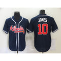 Atlanta Braves #10 Chipper Jones Navy Blue MWATKINS Stitched Cool Base Jersey