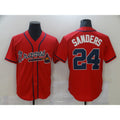 Atlanta Braves #24 Deion Sanders Red MWATKINS Game Jerseys