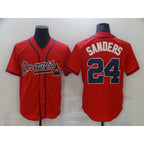 Atlanta Braves #24 Deion Sanders Red MWATKINS Game Jerseys