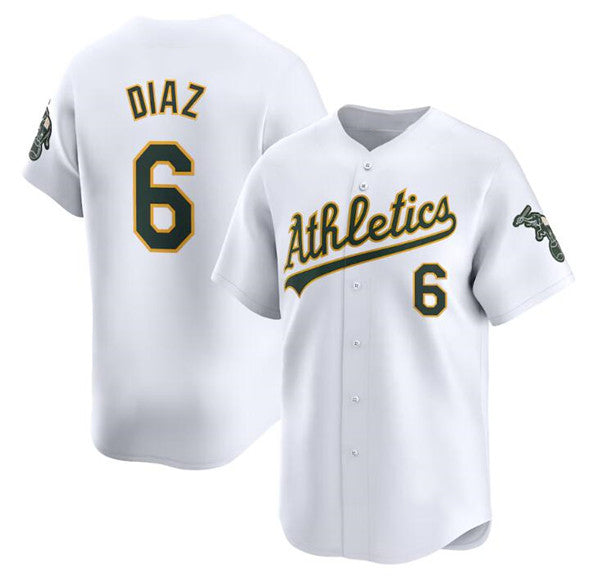 Oakland Athletics #6 Jordan Diaz White MWATKINS Home Limited Stitched Jersey