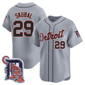 Detroit Tigers #29 Tarik Skubal Gray MWATKINS Logo Patch Vapor Premier Limited Stitched Jersey