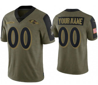 Custom B.Ravens Olive MWATKINS ACTIVE PLAYER 2021 Salute To Service Limited Stitched Jersey
