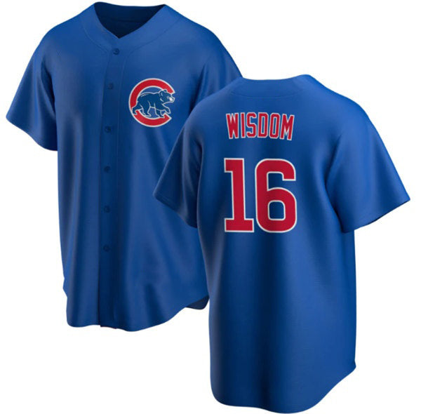 Chicago Cubs #16 Patrick Wisdom Blue MWATKINS Cool Base Stitched Jersey