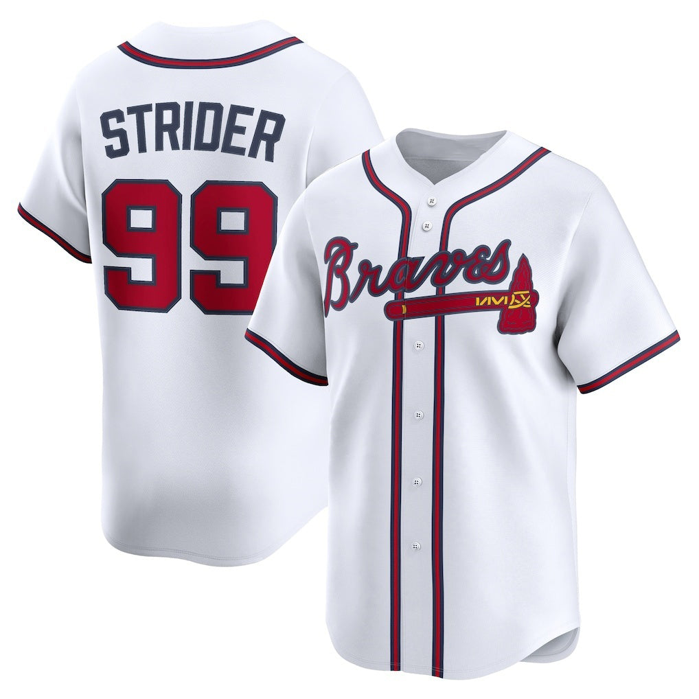 Atlanta Braves #99 Spencer Strider White MWATKINS Home Limited Player Jersey