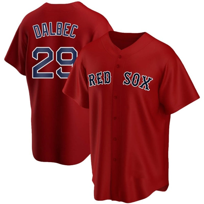 Boston Red Sox #29 Bobby Dalbec Red MWATKINS Stitched Cool Base Jersey