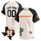 Custom Houston Astros Cactus Jack Patch Vapor Premier Limited Jersey V9 ¨C Cream Black MWATKINS