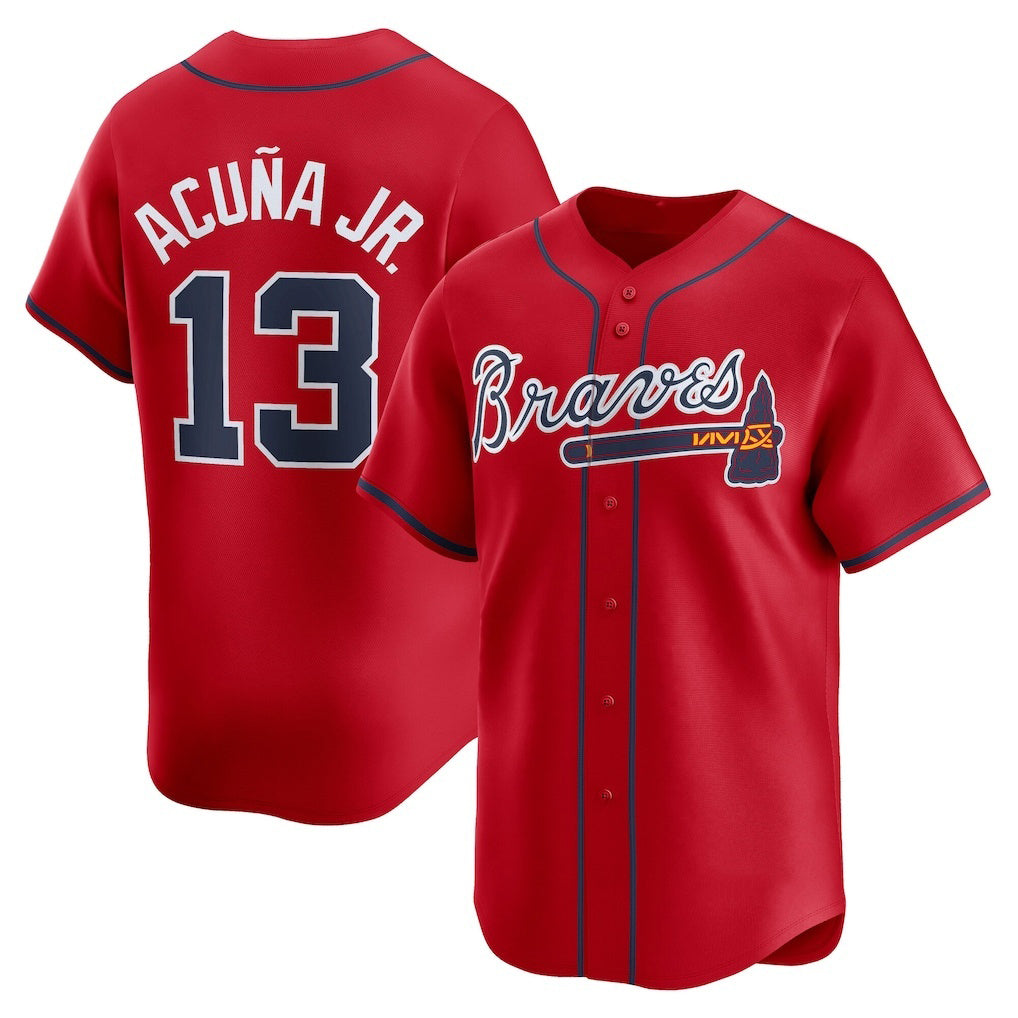 Atlanta Braves #13 MWATKINSld Acu?a Jr. Red MWATKINS Alternate Limited Player Jersey