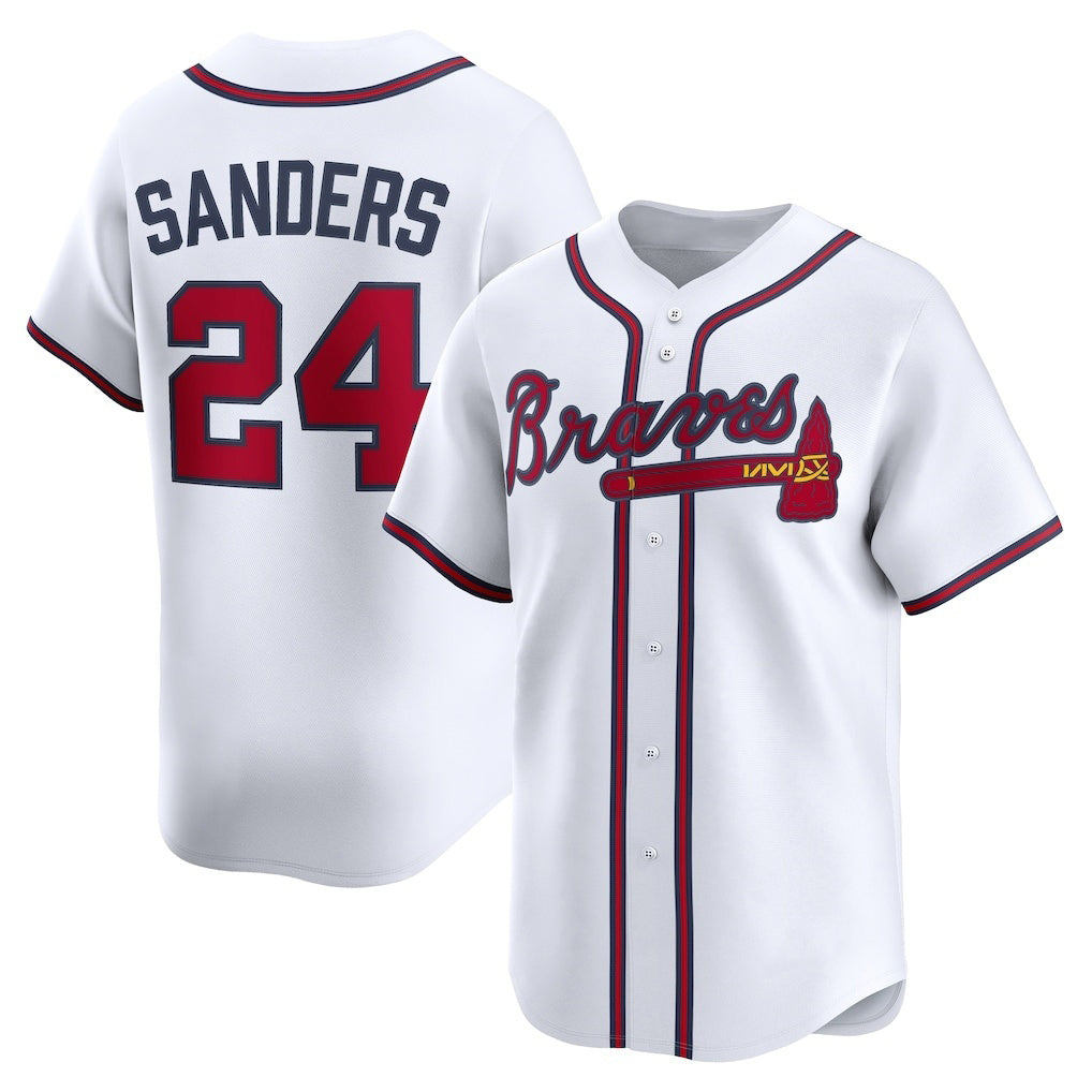 Atlanta Braves #24 Deion Sanders White MWATKINS Limited Player Jersey