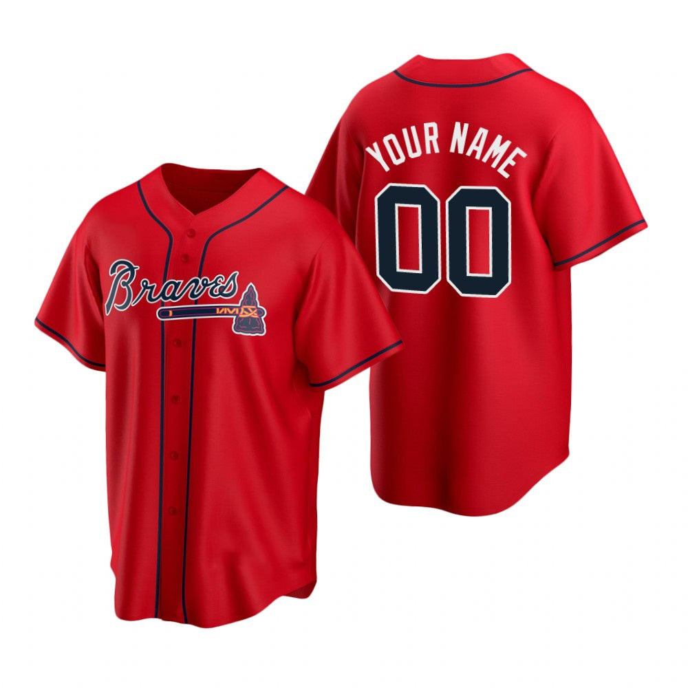 Custom Atlanta Braves Red MWATKINS 2020 Stitched Cool Base Jersey