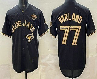 Toronto Blue Jays #77 Louis Varland Black Gold MWATKINS 2025 American League Champions Limited Jersey