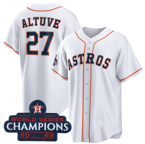 Houston Astros #27 Jose Altuve White MWATKINS 2022 World Series Champions Home Stitched Jersey