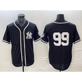 New York Yankees #99 Aaron Judge No Name Black White MWATKINS Cool Base Stitched Jersey