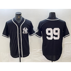 New York Yankees #99 Aaron Judge No Name Black White MWATKINS Cool Base Stitched Jersey