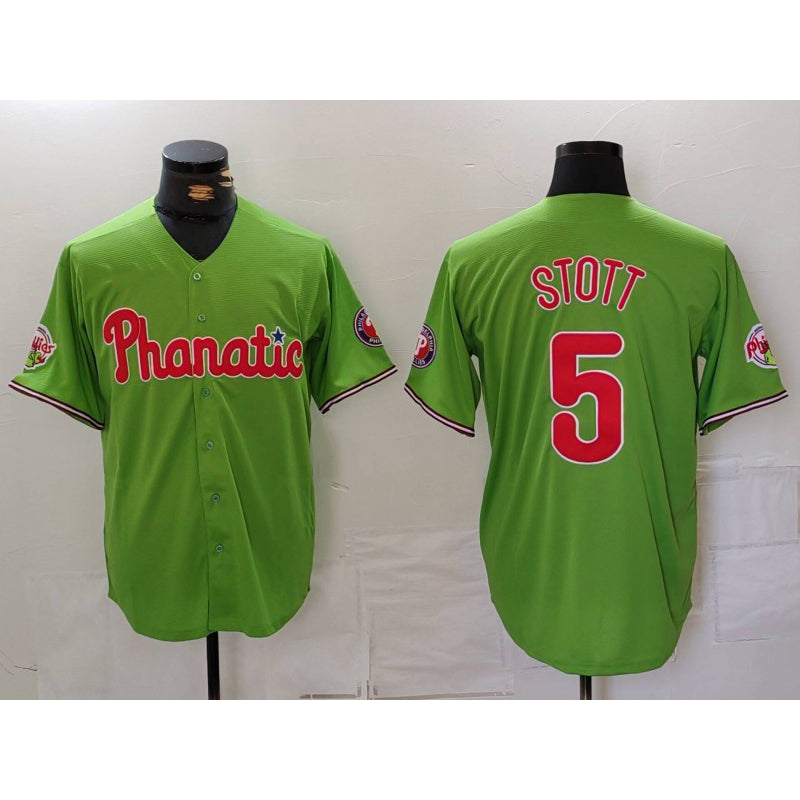 Philadelphia Phillies #5 Bryson Stott Green MWATKINS With Patch Stitched Cool Base Jersey