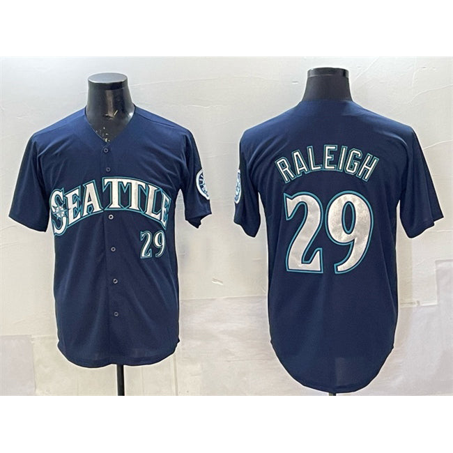 Seattle Mariners #29 Cal Raleigh Navy MWATKINS Limited Stitched jersey
