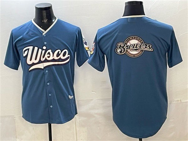 Milwaukee Brewers Team Big Logo Mineral Blue MWATKINS 2026 City Connect Stadium Stitched Jersey