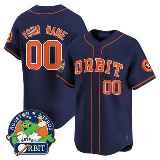 Custom Houston Astros Orbit Patch Vapor Premier Limited Jersey ¨C Navy MWATKINS
