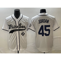 Chicago White Sox #45 Michael Jordan White MWATKINS Cool Base Stitched Jersey 2