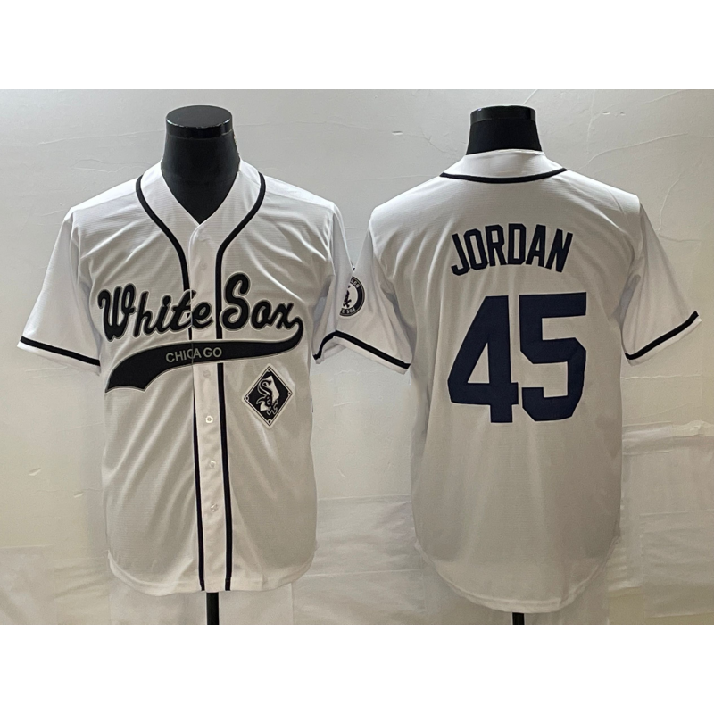 Chicago White Sox #45 Michael Jordan White MWATKINS Cool Base Stitched Jersey 2