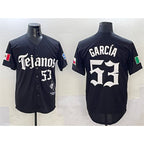 Texas Rangers #53 Adolis Garc¨ªa Black MWATKINS Mexico 2025 Vapor Premier Limited Stitched Jersey