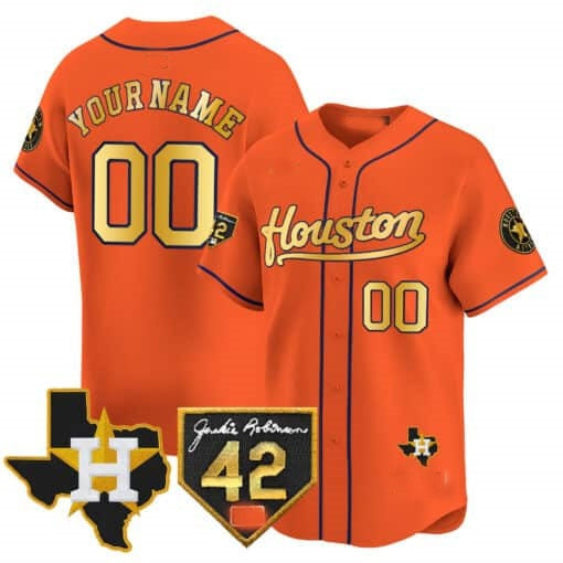 Custom Houston Astros 2024 Jackie Robinson Patch Vapor Premier Limited Jersey ¨C Orange MWATKINS