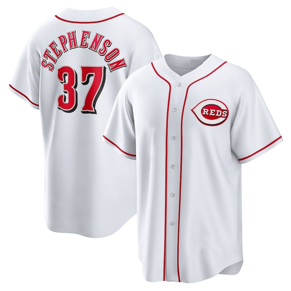 Cincinnati Reds #37 Tyler Stephenson White MWATKINS Home Replica Jersey