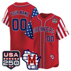 Custom Milwaukee Brewers America 250 Edition Vapor Premier Limited Red MWATKINS Stitched Jerseys