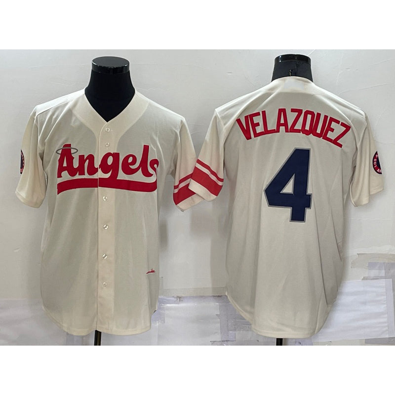 Los Angeles Angels #4 Andrew Velazquez Cream MWATKINS 2022 City Connect Cool Base Stitched Jersey