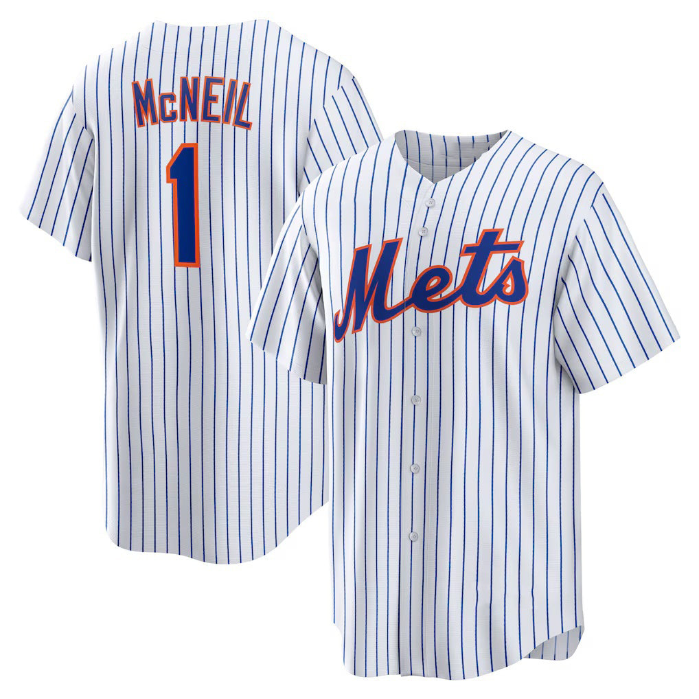 New York Mets #1 Jeff McNeil White MWATKINS Home Replica Player Jersey