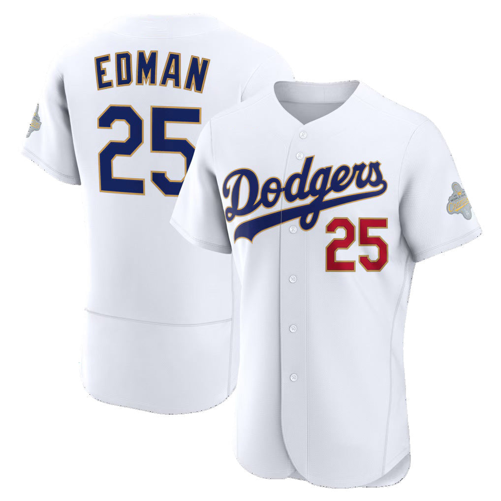Los Angeles Dodgers #25 Tommy Edman White MWATKINS 2026 Gold Collection Authentic Jersey