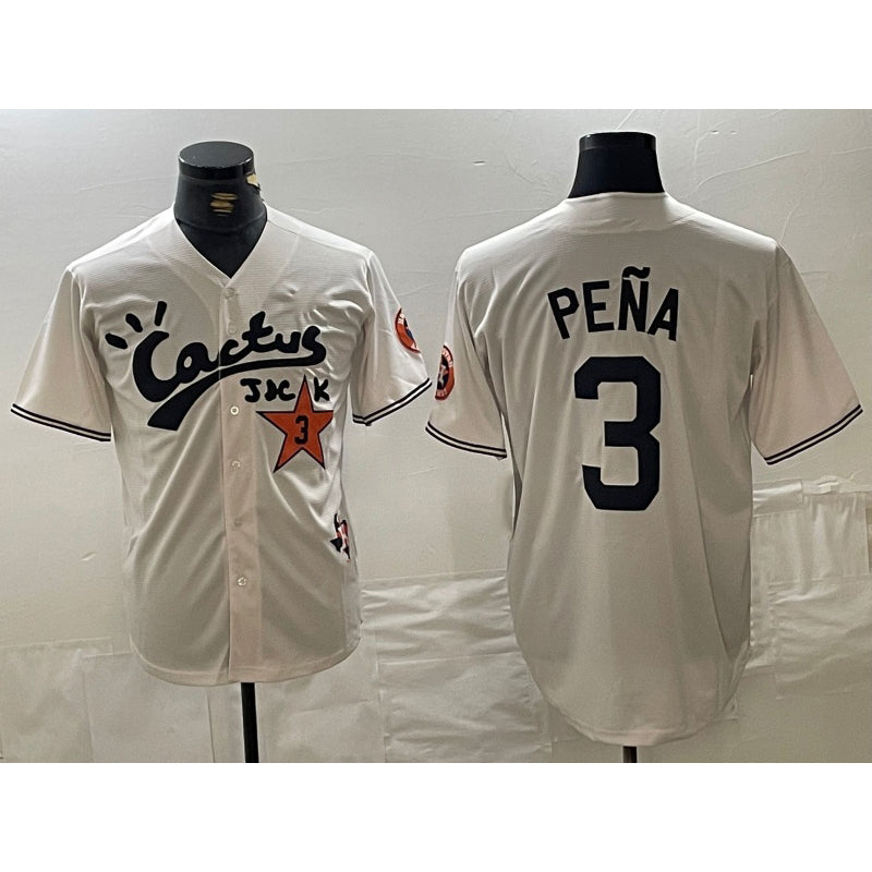 Houston Astros #3 Jeremy Pena Cream MWATKINS Cactus Jack Vapor Premier Stitched Jersey