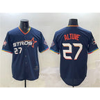 Houston Astros #27 Jose Altuve Navy MWATKINS 2025 City Connect With Texas Patch Limited Stitched Jersey