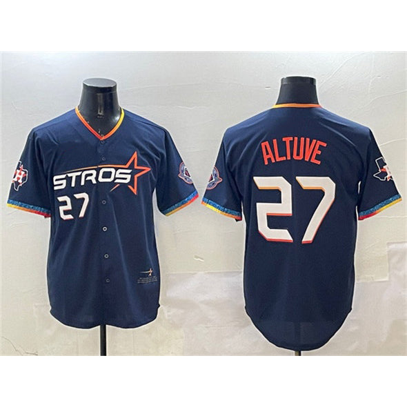 Houston Astros #27 Jose Altuve Navy MWATKINS 2025 City Connect With Texas Patch Limited Stitched Jersey