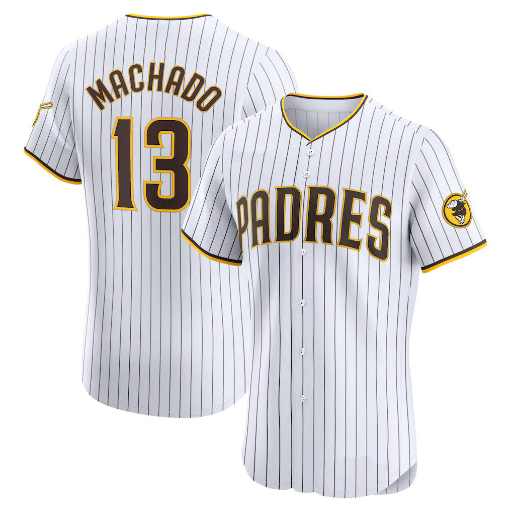 San Diego Padres #13 Manny Machado White MWATKINS Home Elite Jersey