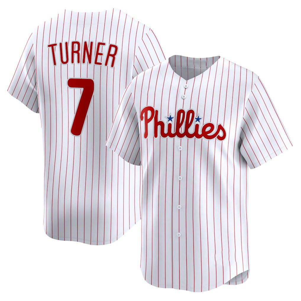 Philadelphia Phillies #7 Trea Turner White MWATKINS Home Limited Player Jersey