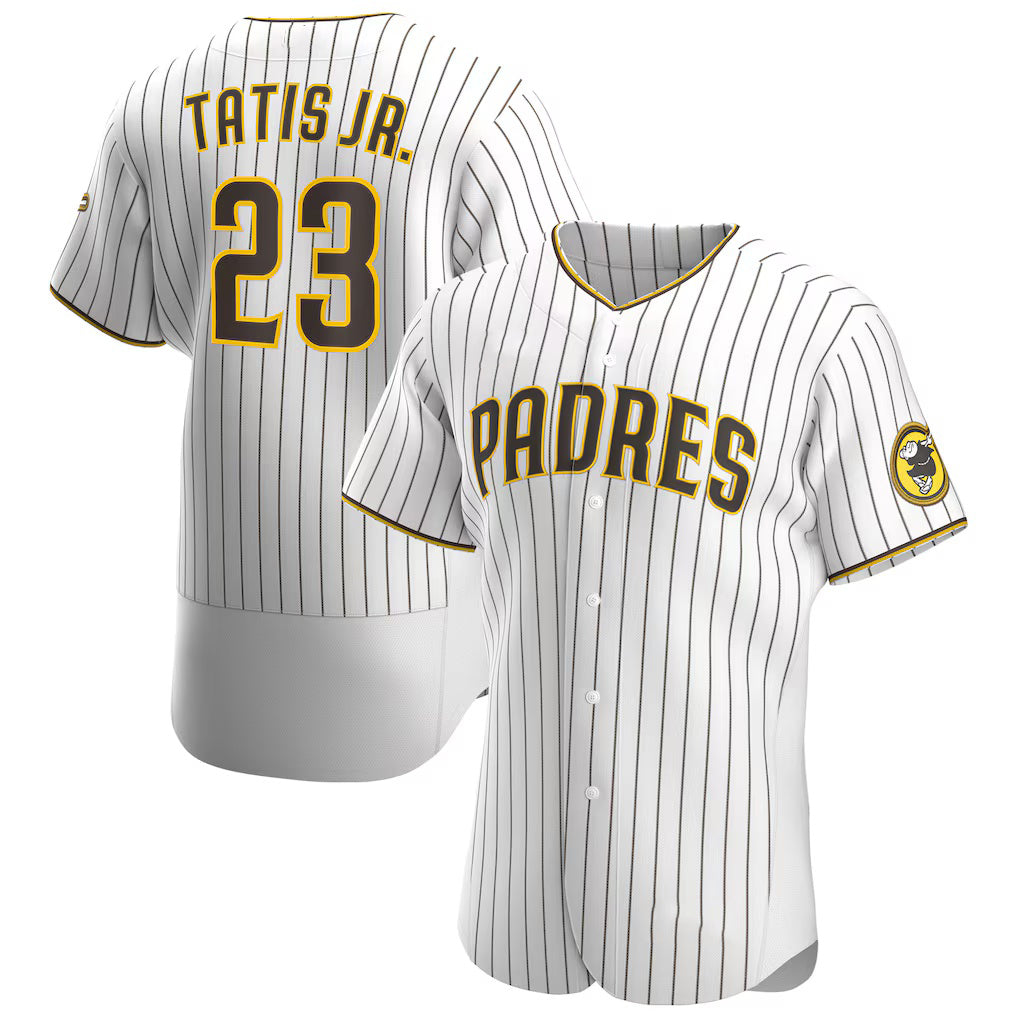 San Diego Padres #23 Fernando Tat¨ªs Jr. White-Brown MWATKINS Home Authentic Player Jersey
