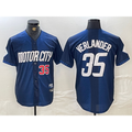 Detroit Tigers #35 Justin Verlander Number Navy MWATKINS 2024 City Connect Cool Base Limited Stitched Jersey
