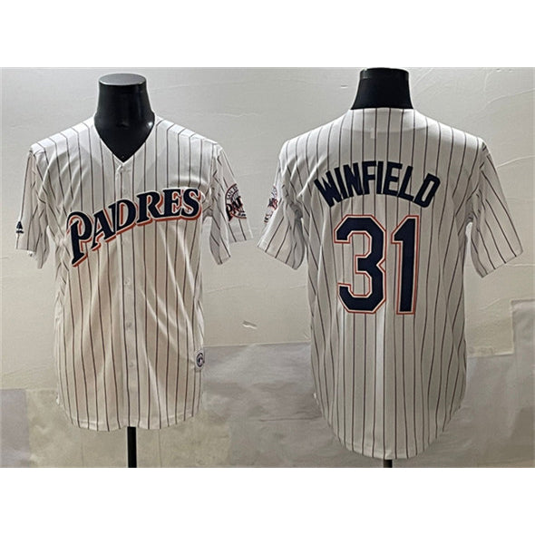 San Diego Padres #31 Dave Winfield White MWATKINS Throwback With Patch Cool Base Stitched Jersey