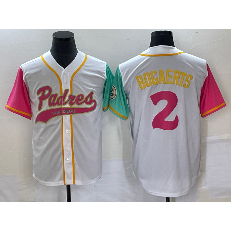 San Diego Padres #2 Xander Bogaerts White MWATKINS NEW 2023 City Connect Cool Base Stitched Jersey 3