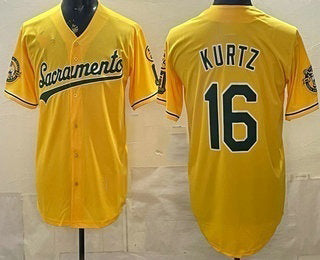 Oakland Athletics #16 Nick Kurtz Yellow MWATKINS Limited Jersey