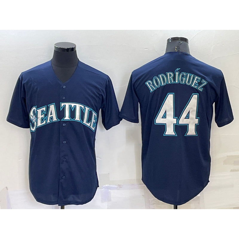 Seattle Mariners #44 Julio Rodriguez Navy Blue MWATKINS Stitched Cool Base Jersey
