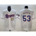Texas Rangers #53 Adolis Garcia Number White MWATKINS 2023 World Series Champions Cool Base Jerseys